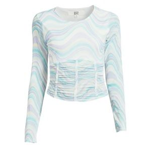 Madden NYC Sheer Corset Ruched Top
